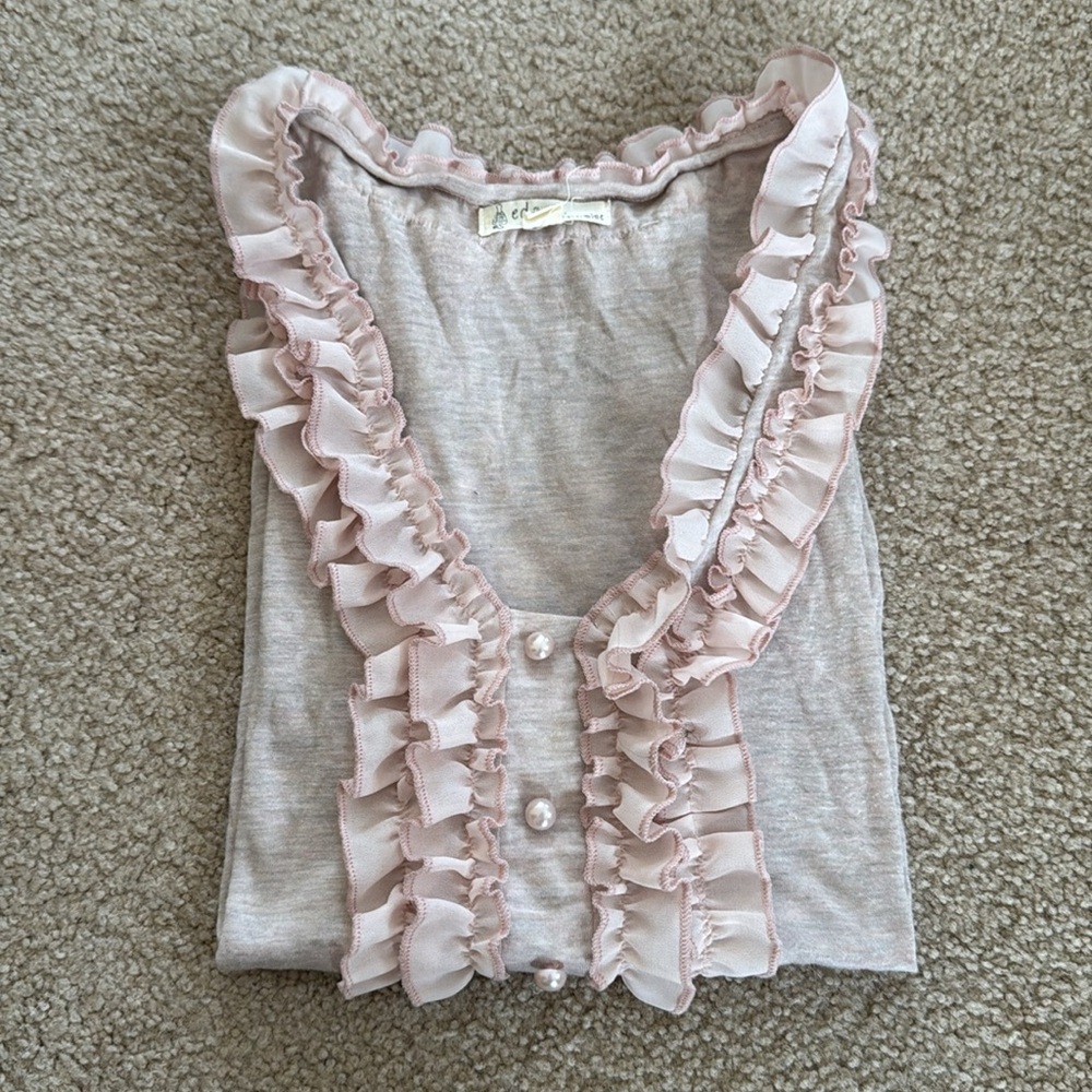 Light Pink Ruffled Buttoned Tank Top - Picture 5 of 5